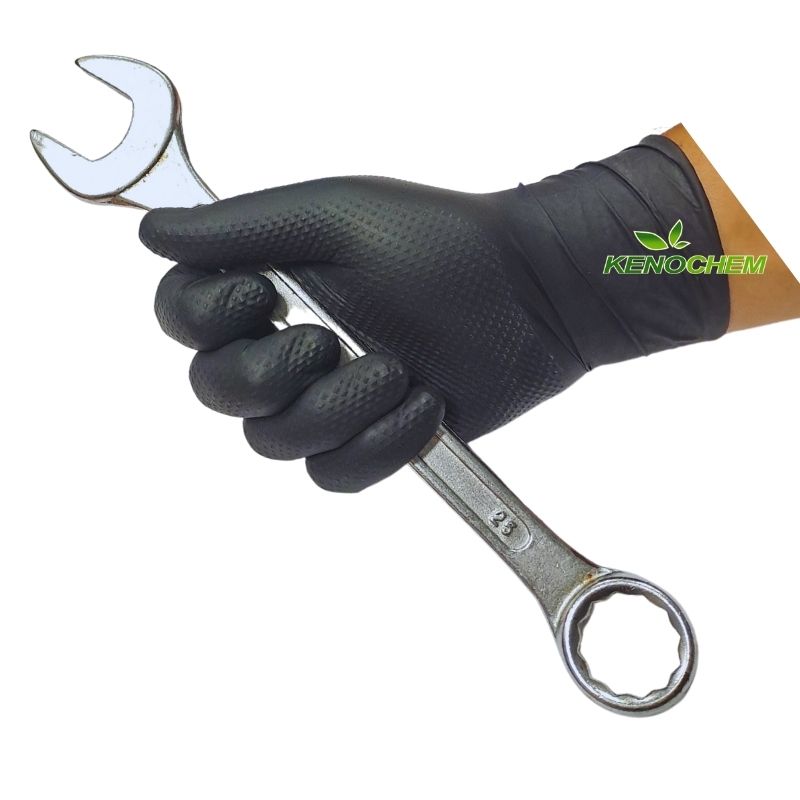 Czarne rękawiczki jednorazowe o strukturze diamentowej