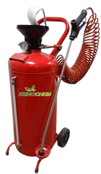 Mobilny zbiornik natrysku chemii metalowy 50L na kółkach