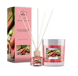 AROMA Zestaw Świeca + Patyczki Zapachowe RABARBAR Zapach lata