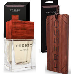 FRESSO ZESTAW Drewniana Zawieszka + Perfumy Smochodowe zapach PURE PASSION